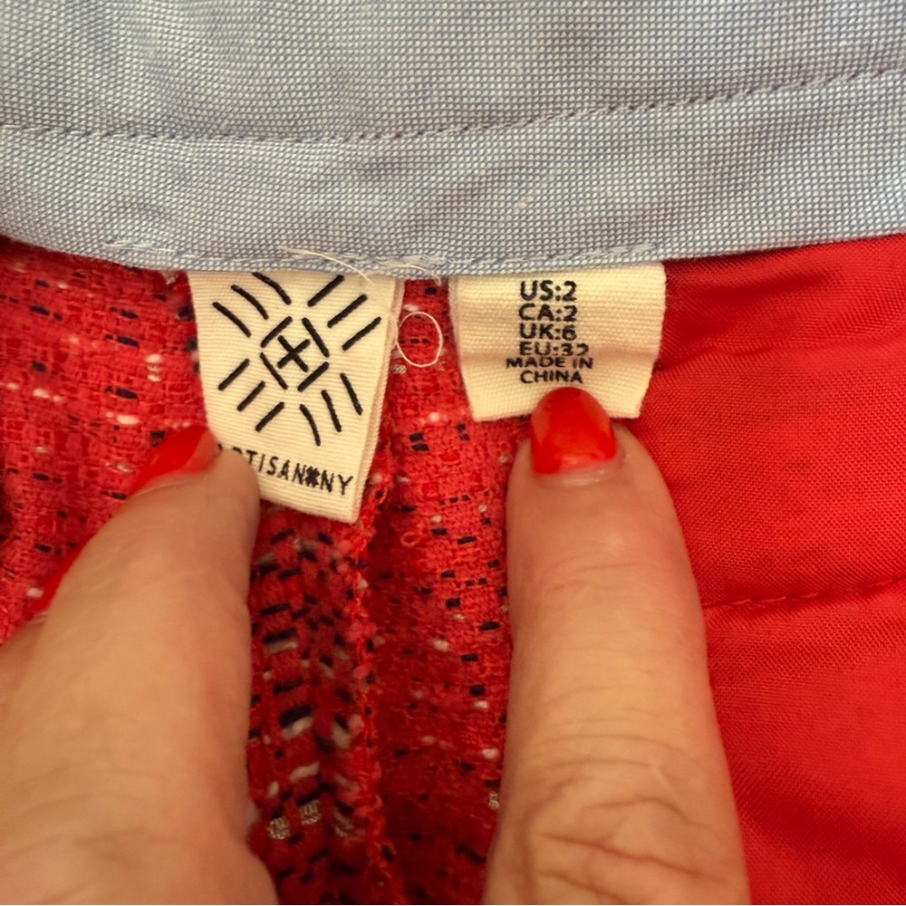 ARTISAN NY Pink/Orange TWEED Chino RETRO Shorts Women's Size 2 LOW RISE Pockets - Picture 3 of 6
